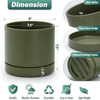 Phoenix Vine 8 Inch Planter Pot with Drainage Hole & Saucer, Deep Water Catch Tray, Straight Cylindrical Round Pot for Plants, Olive, Pack of 1, 23-D-T-1 - Image 3