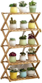 Plant Stand, Bamboo Flower Pot Display Rack Modern Flower Shelf Living Room Floor-Standing Multi-Layer Foldable Indoor Balcony Succulents Ladder Shelf,A-50 * 25 * 78cm by Unknown