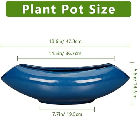 Bonsai Tree Pot 18 Inch - Ceramic Succulent Pots Large Bonsai Planter for Indoor Outdoor Plants Decorative Plant Pot with Drainage Hole Flower Pot for Home Garden Room Decor Blue - Image 3