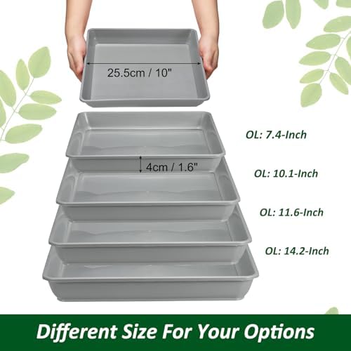 PATIKIL Plant Saucer Tray, 5 Pack 12 Inch Plastic Square Plant Saucer Flower Planter Drip Tray for Indoors Outdoors Patio Balcony, Grey - Image 3