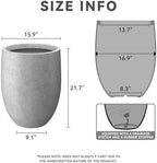 Kante 21.7" Tall Concrete Planter, Large Round Bullet Pot, Pale Gray - Image 2
