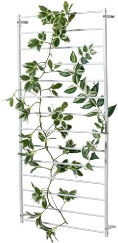 MyGift 4 Foot Tall Modern White Metal Wall Mounted Horizontal Bars Trellis, Outdoor Hanging Support Frame for Climbing Garden Plants and Crawling Vines by MyGiftHome