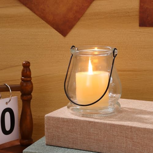 Cabilock Glass Candle Holders 4 Inch Tea Light Candle Stands with Handles Multipurpose Indoor Outdoor Decor Sticks Holder for Home Party Wedding - Image 3