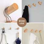 Felidio Wood Wall Hooks, 6 Pack Natural Wooden Coat Hooks Wall-Mounted, Rustic Heavy Duty Hook for Hanging Towels Coats Plants, Entryway Hat Hanger Wall Coat Rack (Beech Wood) - Image 4
