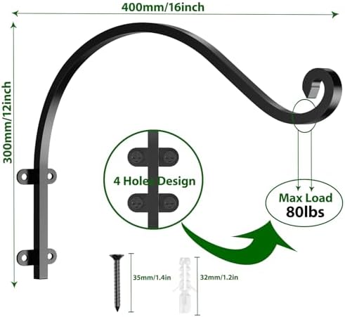 8 Pack Heavy Duty Plant Hanger Bracket 16Inch Hanging Brackets for Outdoor - Image 2