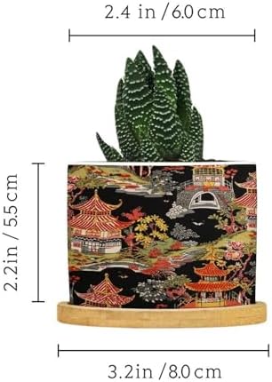 Chinoiserie Coral Asian Ceramic Planters Chinoiserie Chic Asian Pots for Plants with Drainage Holes and Saucers Pot for Home Office Desk Garden - Image 2