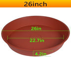 2 Pack of Extra Large Plant Saucer 24 26 inch (22.5 inch Base), 4.2" Depth, Plastic Birdbath Bowl for Indoors Outdoor, Deep Heavy Duty Plant Saucer Dish for Garden (26", Terracotta) - Image 3