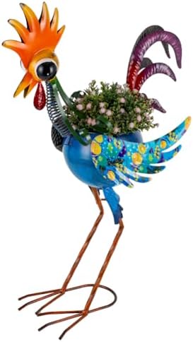 Planters for Outdoor Plants,25.6 Inch Tall Metal Yard Rooster Decor for Outdoor Plants, Weather-Resistant Flower Pots for Garden Patio Porch Decor by SUNNYGARDEN