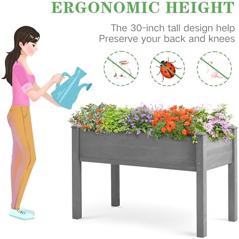Raised Garden Bed with Legs (48x24x30''), Solid Wood Elevated Planter Box for Outdoor - Image 3