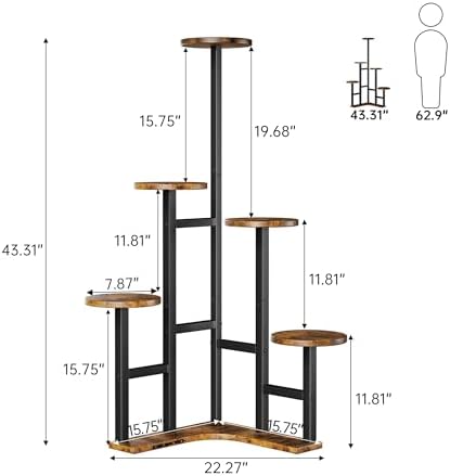 Corner Plant Stand Indoor with Grow Lights 6 Tiered Corner Plant Shelf - Image 3