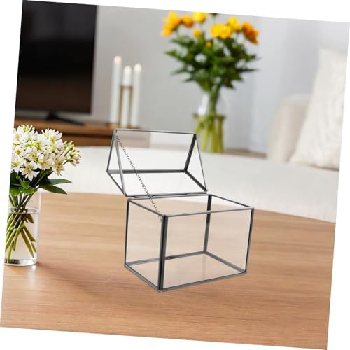 House Shape Geometric Glass Terrarium Stylish Succulent Display Case with Swing Lid Indoor Greenhouse for Home Decor Office and Housewarming - Image 7