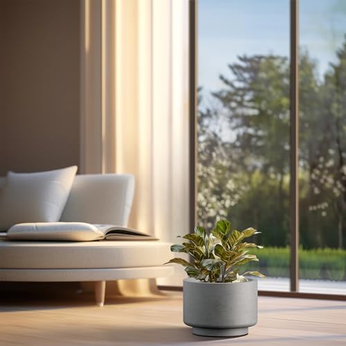 Kante Accent Round Pedestal Pale Gray Concrete Planter 12.6" Dia, Outdoor - Image 6