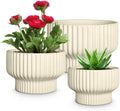 OXART Ceramic Plant Pots, 9.4+8+6 Inch Pots for Plants with Drainage Hole, Modern Round Flower Pot for Indoor Plants, Decorative Ceramic Planter for Home Garden Patio Office, Yellow by Oxart