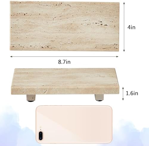 Natural Travertine Tray Pedestal Stand, Stone Riser for Bathroom & Kitchen - Image 2