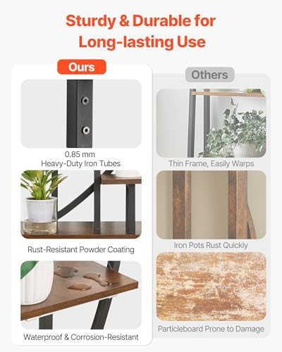 VEVOR Plant Stand Indoor with Grow Lights, 65.5 in Tall 7-Tiered Lighted Plant Shelf, 2 Pack Metal Corner Plants Holder, 3 Timer & 10 Brightness, Half-Moon Shaped Flower Display Rack for Living Room - Image 4