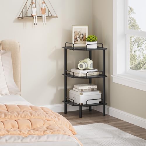 Tajsoon 3 Tier Corner Shelf Stand, Standing Corner Shelf Unit, Black - Image 2