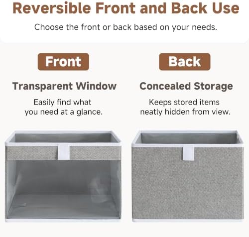 StorageWorks Closet Organizer Bins with Clear Window, Gray, 12.75x12.75x9 - Image 5
