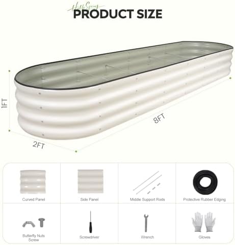 Galvanized Raised Garden Bed 2 PCS, 8x2x1ft Metal Planter Box White - Image 5