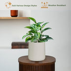 KUTE NEST 14" H x 13.7" D Conico Fiberstone Round Planter with Drainage Hole, Smooth Finishes, Weather Resistant for Indoor and Outdoor Use, Included 2 Extra Coco Mats (Taupe, 10.6" Pot Opening) - Image 3