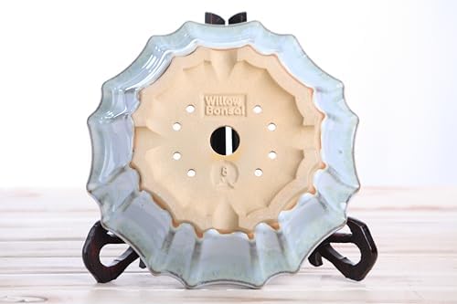 Willow Bonsai Ceramics Flower Design Bonsai Pot 8 Inch – Elegant Ceramic Bonsai & Succulent Pot, High‑Fired Frost‑Proof Stoneware with Drainage+Wiring Holes, Handmade USA (Glacier, 8inch) - Image 6