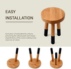 Rubber Wood 9" Round Plant Stand |Dip Dyed Black Stool, Wood Riser |Milking Stool (12" H) - Image 5