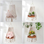 Macrame Plant Hanger Indoor Hanging Basket Cotton Rope Woven Holder for Small Pots and Plants, Bohemian Style Hanging Planter Suitable for Home and Patio Decor - Image 4
