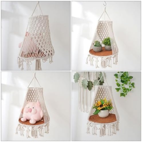 Macrame Plant Hanger Indoor Hanging Basket Cotton Rope Woven Holder for Small Pots and Plants, Bohemian Style Hanging Planter Suitable for Home and Patio Decor - Image 4