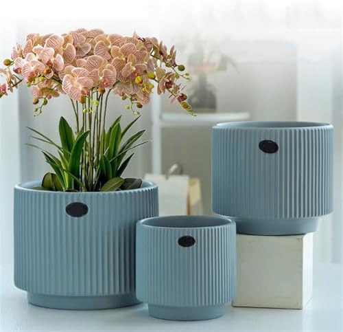 Plant Pot Ceramic Flowerpot Extra Large Caliber Phalaenopsis Flowerpot with Tray Indoor Hanging Orchid Green Roses Flower Pots(Green,Small) (Green M) - Image 7