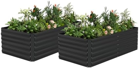NAVINE 6x3x2ft Outdoor Metal Raised Garden Bed, Metal Planter Box, 2-Pack by NAVINE