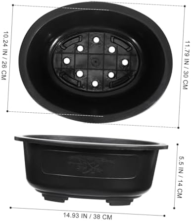 2PCS Bonsai Training Pot, 15 inch Plastic Bonsai Pot with Drainage Tray, Oval Planter for Desktop Decoration Nursery, Garden, Balcony - Image 2