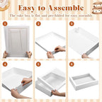 Sinload Half Sheet Cake Box with Window and Board, White, 19x14x4 Inch - Image 3