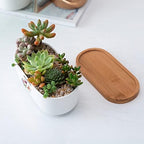 Personalized Birth Month Flower Plant Pot with Kids Names,Custom Grandma's Garden Ceramic Succulent Planter with Bamboo Tray Indoor Outdoor Home Decor Plants, for Mom Grandma,A6 - Image 5