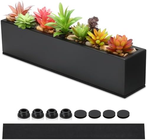 FillTouch 16.1 x 3.2 x 3.5 Inch,1 Pcs Long Rectangular Planter Box,Black by FillTouch
