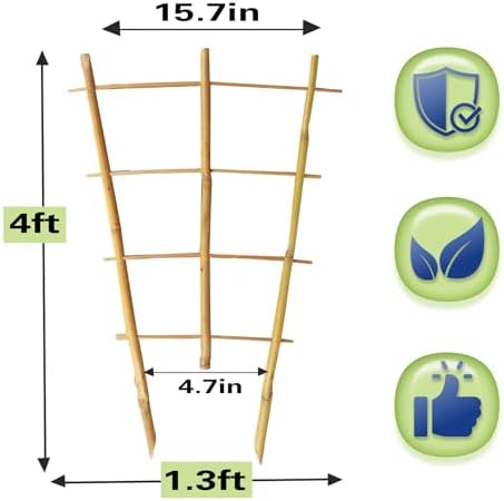 Bamboo Trellis 4FT, S3 Natural Bamboo Plant Fan Stakes 48 Inch 10 Pack, Fan-Shaped Plant Support Stand for Orchid Vines, Monarchs, Ivy and Other Plants Climbing, Help Plant Growth - Image 2