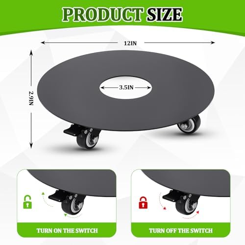 1 Pack Heavy Duty Plant Stand with Wheels 12-inch - Image 2