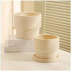 Flower pots Creative Round White Clay Plant Outdoor Indoor(15.1cm) - Image 5