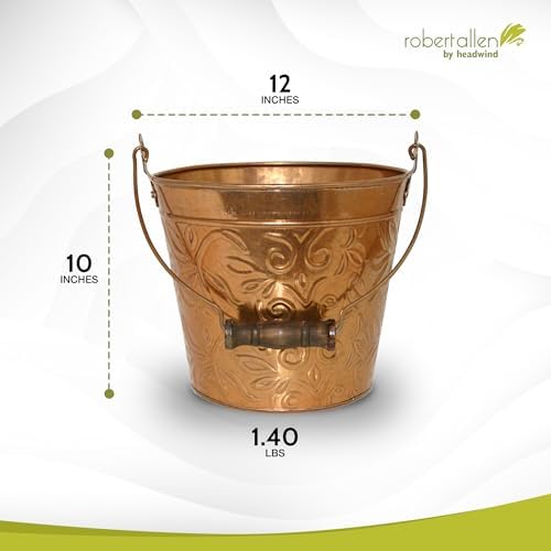 Headwind Vintage Collection - Floral New Penny Planter with Handles – Metal Flower Pot & Decorative Bucket Planter, Rustic Metal Outdoor Planter with Drainage Hole for Indoor Plants & Outdoor Garden D - Image 2