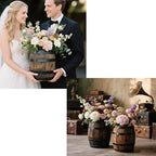 2 Pcs Wood Wine Barrel Vase 6" x 5" – Rustic Wooden Flower Vase Planter for Wedding Reception, Home Indoor Outdoor Garden, Kitchen, Party Table Decoration - Image 4