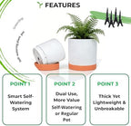 GreenShip 2pcs Plant pots, self Watering pots for Indoor Plants (White+Terracotta, 15.7in+13.7in) - Image 3