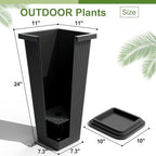 24" Set of 2 Tall Planters for Outdoor Plants, Black Striped - Image 3