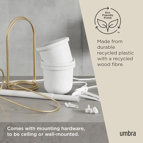 Umbra Triflora Hanging Planter, Indoor Herb Garden, Set of 3, White/Brass - Image 6