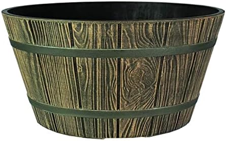 The HC Companies Whiskey Barrel Planter - Decorative Garden Pots - Indoor & Outdoor Resin Planters - Weather-Resistant Planting Pots (16” Aged Oak) by TheHCCompanies