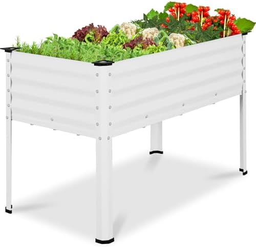 Best Choice Products 48x24x30in Galvanized Raised Garden Bed, Metal Elevated Planter Box, Vegetable Garden for Backyard, Patio, Balcony, 100% Non Toxic Materials - White by BestChoiceProducts