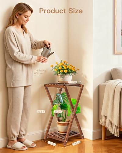 Wood Tiered Plant Stand Indoor,Corner Plant Shelf for Indoor Plants - Image 2