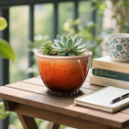 8 Inch Plant Pots, Glazed Plastic Indoor Planters with Drainage, 4 Pack - Image 4