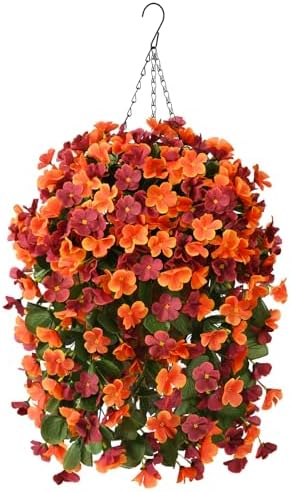 IINQCMY Artificial Flowers Fall Hanging Basket Outdoors Fake Begonias by INQCMYPlantRack