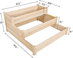 Topeakmart 3 Tier Raised Garden Beds Outdoor Wood Vertical Planter Box,Wood - Image 3