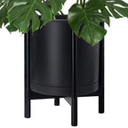 D'vine Dev Plastic Pot with Ebony Wood Stand, Black, 16 in, 55-C-Z-2 by DvineDevPlanterPotsandStand