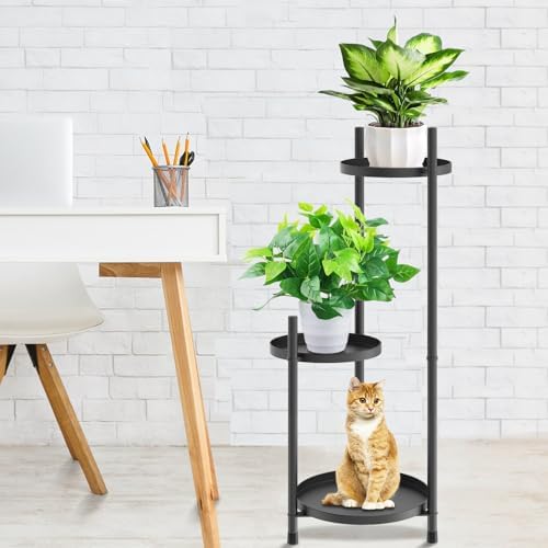 3 Tier Plant Stand Indoor Tall, Black Metal Corner Plant Stands for Indoor Multiple Plants, Flower Pot Stands Outdoor Holders Plant Shelf Display Rack for Garden Balcony Patio Living Room - Image 3