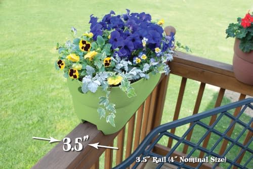 Emsco Group Bloomers Rail Planter, 24" Weatherproof Resin Deck & Balcony Planter with Drainage – Fits 2x4 & 2x6 Rails – Sage Green - Image 3